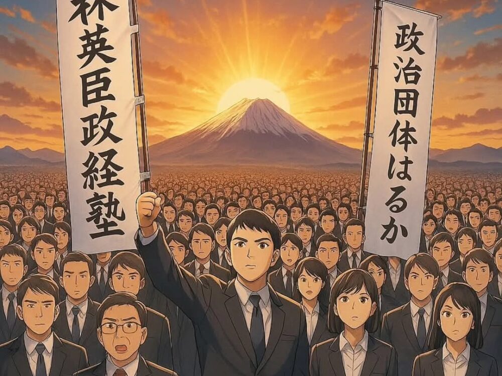 林英臣政経塾同志団結！