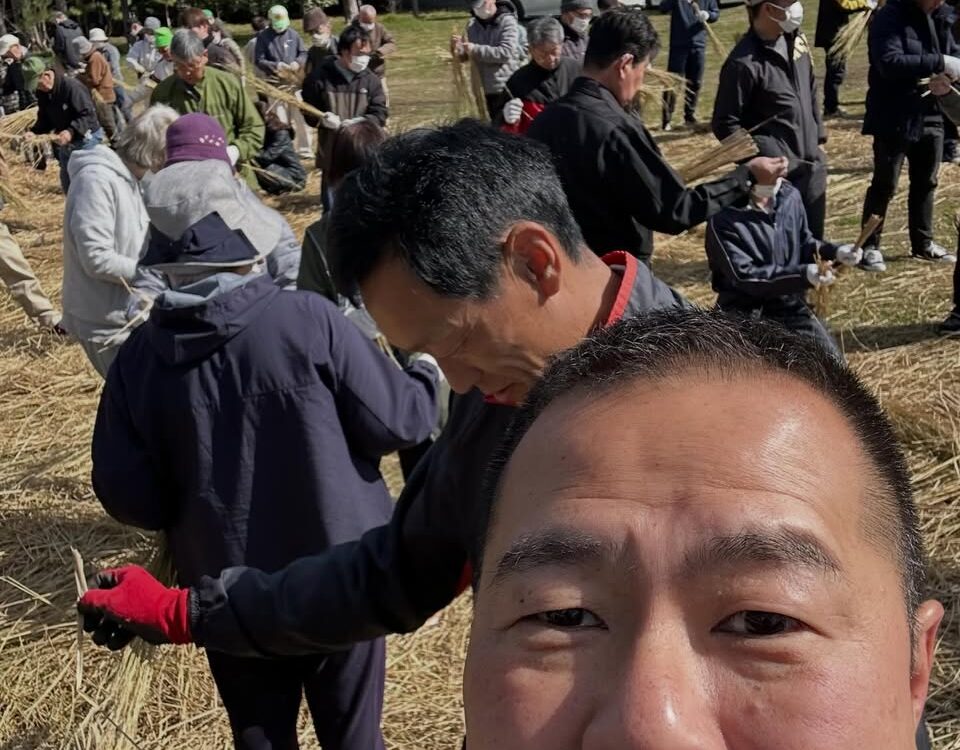 火祭り大しめ縄作り